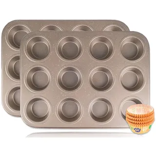 mixed24 2x 12er Gold Backblech Backform Muffinform für insgesamt 24 Muffins