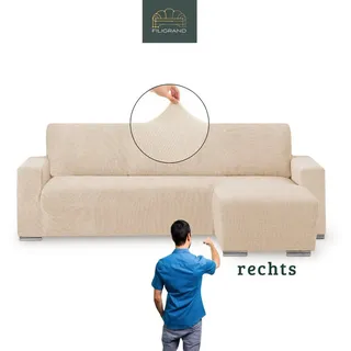 Belmarti Sofahusse 1-teiliger Sofabezug für L-Form mit Ottomane, hergestellt in Spanien, elastisches Material, hochwertiger und langlebiger Baumwollmix