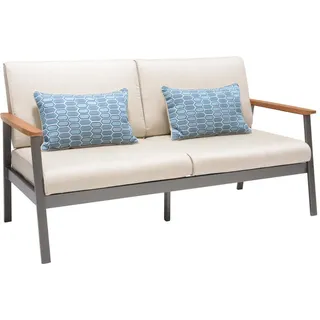 Modante 2,5-Sitzer, Hellgrau, Dunkelgrau, Teak, Holz, Metall, Textil, Teakholz, Hartholz, Füllung: Polyester, 161x75.5x82 cm, Wohnzimmer, Sofas & Couches, Sofas, 2-Sitzer Sofas