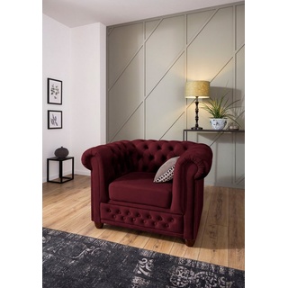 Home affaire Chesterfield-Sessel New Castle, hochwertige Knopfheftung, B/T/H: 104/86/72 cm rot
