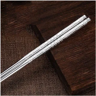 FAMMIX Sterling Silber -Essstäbchen Geschenk 32G, 1 Paar Paart Wiederverwendbare Chinesische Sterling Silber Essstäbchen Zum Kochen, rutschfeste Essstäbchen Geschirr G