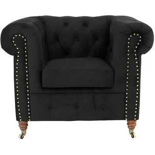 Xlmoebel Chesterfield-Sessel Eleganter Ledersessel im modernen Design für hohen Sitzkomfort (Sessel), Hergestellt in Europa schwarz