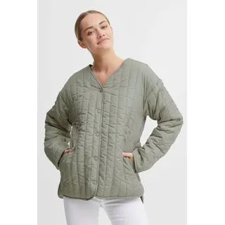 OXMO OXSaggy Damen Steppjacke Übergangsjacke Jacke mit Druckknöpfen V-Ausschnitt Oversize Fit leicht gefüttert - Schwarz - XS