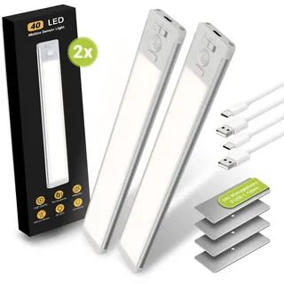 Unterbauleuchte | 2 x Kabellose Küchenunterbauleuchte mit Bewegungssensor | USB-...