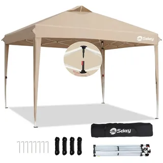 Sekey Faltpavillon 3 x 3 m inkl. 4 Seitenteile Schwarz/Khaki
