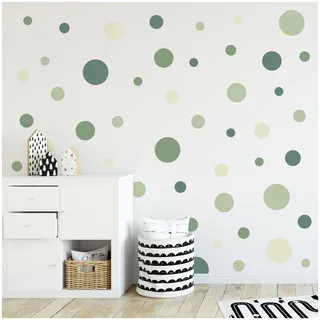 yabaduu Kreise Set 120 Stück Punkte Wandtattoo Kinderzimmer Schlafzimmer Babyzimmer Aufkleber Folie Deko Selbstklebend für Junge Mädchen Pastell Y068 (Y068-12 Waldgrün)