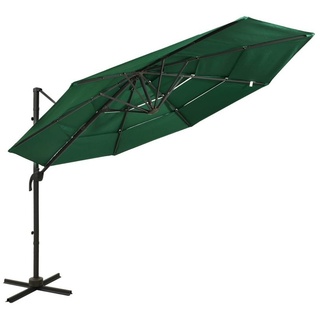 vidaXL Balkonsichtschutz Sonnenschirm mit Aluminium-Mast 4-lagig Grün 3x3 m grün