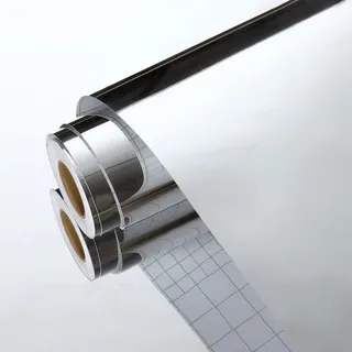 Yullpaper Selbstklebende Tapete Spiegelfolie Silber Klebefolie Möbel Spiegel Folie für Arbeitsplatte Wand Tapeten Wohnzimmer Flur Küchenfolie Schränke Flexibel Möbelfolie Selbstklebend 60cm x 800cm