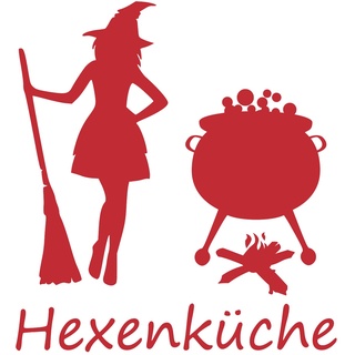 Wandtattoo Hexenküche - Verschiedene Größen und Farben - Wandtattoo Küche - Rot, 55cm x 60cm