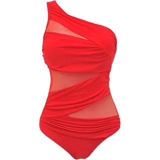 CHOSERL Damen One Shoulder Bademode Monokini Badeanzug Durchsichtig Mesh Bikini Einteiler Badeanzug - M