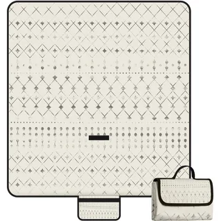 Jopee Picknickdecke Wasserdicht, 200x200cm Extra Groß Sandfrei Stranddecke für 4-6 Personen, Waschbare Outdoor Campingdecke, Leicht und Tragbar Strandmatte für Camping, Wandern, Wiese, Park - Beige