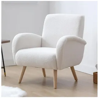 luxuskollektion Ohrensessel Loungesessel Kunstfell 0 x 0 x 0 cm Weiß mit Kissen
