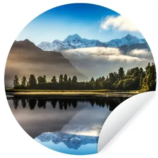MuchoWow Wandsticker Neuseeland - Reflexion - Berg (1 St), Runde Aufkleber für Kinderzimmer, Selbstklebend, 120x120 cm bunt 120 cm x 120 cm x 0.1 cm