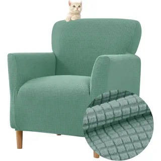 FZKun Stretch Sesselbezug Sesselhusse Elastische Jacquard Sofaüberzug Clubsessel Sessel Bezug, Weicher Sesselschoner mit Armlehne Sitzbezug Für Sessel Mit Armlehne Hussen Für Sessel (Grün)