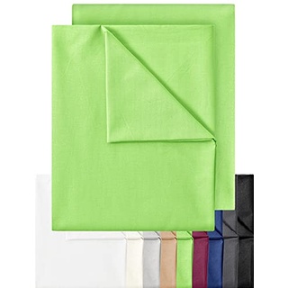 GREEN MARK Textilien 2er Pack Klassische Bettlaken Betttuch Laken Leintuch Haustuch 100% Baumwolle ohne Gummizug vielen Größen und Farben Größe: 240x275 cm, Apfel grün