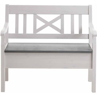 Massivholz Sitzbank mit Stauraum Kiefer Weiß Grau