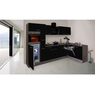 RESPEKTA Küchenzeile »KBL310EYWS«, mit E-Geräten, Gesamtbreite: 310 cm - schwarz