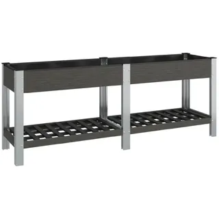 vidaXL Garten-Hochbeet mit Ablage 200 x 50 x 75 cm Grau