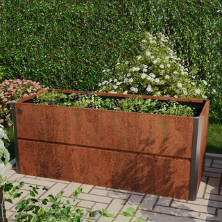 primeyard 200 x 85 x 77 cm Hochbeet Nele, Cortenstahl, Rost-Optik