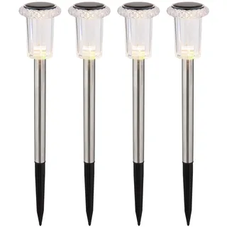 GLOBO Solarleuchte Edelstahl H 33 cm 4er Set silber