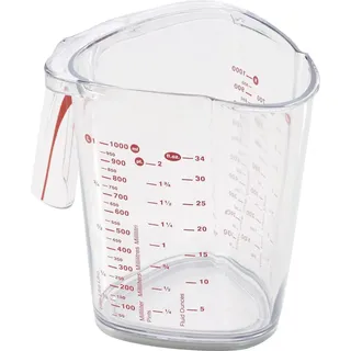 Leifheit Messbecher 1L, mit mehrsprachigen Messskalen für Mehl, Zucker und Flüssigkeiten, gummierter Boden, spülmaschinengeeignet, ideal zum Backen und Kochen, measuring cup, Messkanne