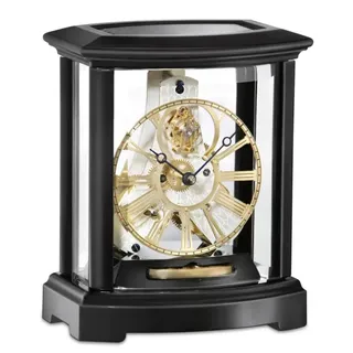 Kieninger -Tischuhr Schwarz Glas Skelettzifferblatt Mechanisch 19cm- 1301-96-01