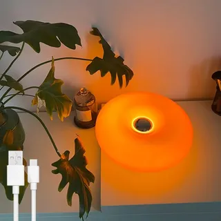 AoLa Donut Lampe Orange LED Donut Tischlampe mit Kabel und Stecker Dimmbar Touch Control Tischleuchte Rund Moderne Nachttischlampe Dekoration Kinderzimmer Licht für Wohnzimmer Esszimmer Schlafzimm