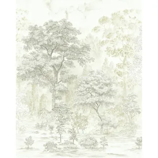 KOMAR Vliestapete "Noble Trees" Tapeten 200x250 cm (Breite x Höhe) Gr. B/L: 200 m x 250 m, Rollen: 1 St., bunt (grün, weiß, blau) Blumentapeten