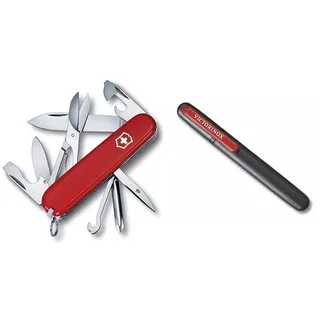 Victorinox, Schweizer Taschenmesser, Super Tinker & Dual-Messerschärfer Outdoor, Taschenmesser Schärfer, Schleifstein klein, schwarz
