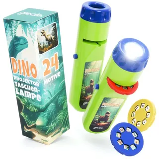 greate. Diaprojektor 2x Taschenlampe Dinosaurier Kinder - Dino Projektor Lampe & 24 Bilder