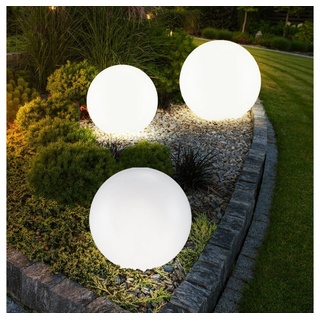 etc-shop Gartenleuchte, LED-Leuchtmittel fest verbaut, 3er Set LED Außen Solar Kugel Leuchten Garten Beleuchtung Rasen-
