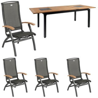 Hartman Da Vinci/Concept Sitzgruppe Klapp 5tlg Tisch 180/240cm Dunkelgrau|Braun