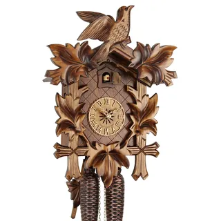 Eble Kuckucksuhr Original Schwarzwälder Kuckuckuhr Echtholz mechanisches 8-Tage Laufwerk NEU VDs Zertifikat Fünflaub 39cm- 38-01-12-80