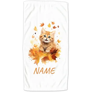 GRAZDesign Handtuch Baby Katze mit Namen personalisiert Kätzchen auf Badetuch, Strandtuch, Duschtuch für Kinder und Erwachsene - 100x50cm