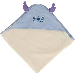 Disney - Baby Kapuzenbadetuch – 70 x 70 cm – saugfähiges Polycotton – Badetuch mit 3D-Stickerei – Modelle Mickey, Minnie, Stitch oder Winnie (Blau, Stitch)