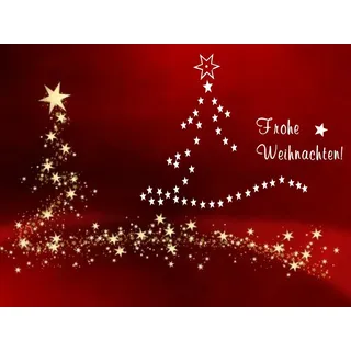 Fensterdekoration Aufkleber "Tannenbaum Weihnachtsbaum, Frohe Weihnachten", aus Sternen - 700061 Fensterbild / Fensteraufkleber, Wandtattoo Deko Sticker, Autoaufkleber, Weihnachtsdekoration, Schaufenster In- und Outdoor Sternchen gold, silber, weiss, rot (M - 35x27cm, weiss)