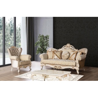 JVmoebel Sofa, Sofagarnitur 3+1 Sitzer Sofa Couch Garnituren Textil Neu beige