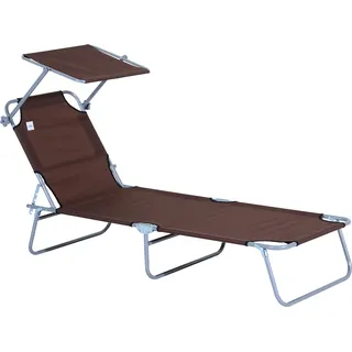Outsunny Sonnenliege, bis 120kg belastbar, Liegestühle Garten, für Terrasse & Balkon, Braun   Aosom.de