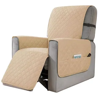 Sesselbezug mit Armlehne, Sesselschoner mit Seitentaschen für Relaxsessel, Fernsehsessel, 100% Polyester - LUXSIT Beige - Beige
