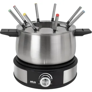 Silva PK-F 140 Fondue 1500W Überhitzungsschutz, 8 Fonduegabeln Schwarz, Edelstahl