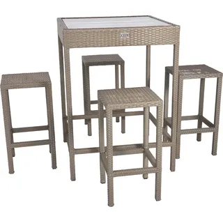 BARSET JAZZ MIT HOCKER BAR SET SCHWARZ/GRAU MIT GLASPLATTE BARSTUHL BARTISCHNEU