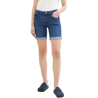 Tom Tailor Damen Bermuda Jeans ALEXA Slim Fit Blau 10281 Normaler Bund Reißverschluss W 31