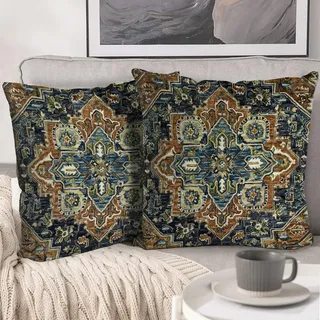 HZYKDWD Set mit 2 dekorativen Kissenbezügen, 45 x 45 cm, Boho, Ethno-Stil, Vintage, dekorative Kissenbezüge, 45 x 45 cm, doppelseitig, bedruckt, für Haus, Sofa, Wohnzimmer, Schlafzimmer