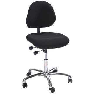 Office chair with euromatic seat mechanism and easy-running castors - black wool