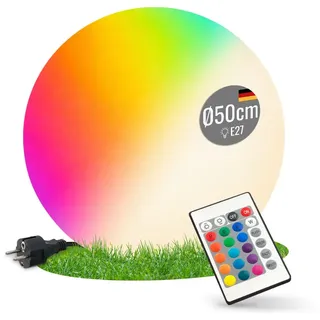 8 seasons LED Kugelleuchte 50 cm Shining Globe RGB – große Kugellampe außen | Farbwechsel, dimmbar, E27-Fassung, Fernbedienung, LED austauschbar, wetterfest IP65, mit Strom, für Garten, Terrasse, Balkon