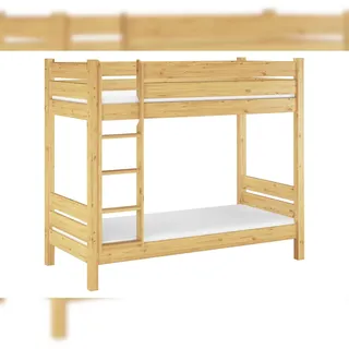 Erst-Holz Etagenbett in Überlänge 100x220 Stockbett stabil mit Matratzen Kiefer natur 60.16-10-220M