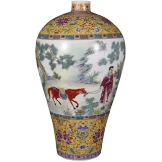 AMITVA Chinesische Keramikvase weiß große chinesische Vase Porzellan Blumenvase chinesische antike Keramikvasen traditionelle dekorative Vase - 32,5 x 19 cm