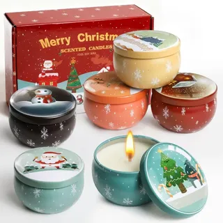 Duftkerzen Geschenkset Weihnachten 6 Stück 2.5oz Sojawachs Aromatherapie für Frauen