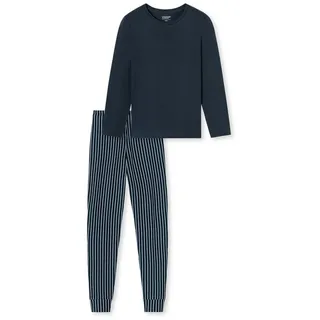 SCHIESSER UNCOVER Pyjama Gestreift Blau 50