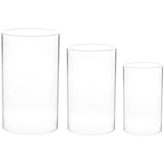 Homoyoyo Klare Glaskerzenabdeckung 3Er Set 7.87In Hoch 3 Verschiedene Größen Windschutz Glaszylinder Ohne Boden Für Kerzenhalter Und Dekoration Zu Hause Hochzeit Bankett